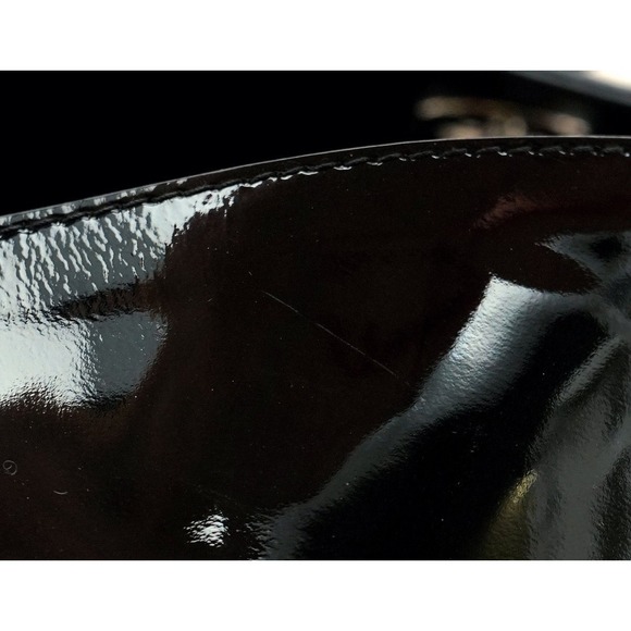 Christian Dior Shoulder Bag Flower Rhinestone Charm Patent Black Multicolor - Picture 8 of 9